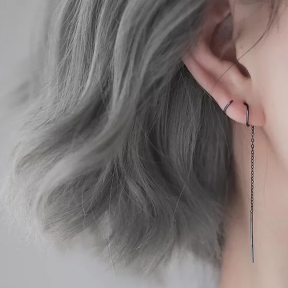 Silver Plated Spiral Curved Earring Threaders - Picture 1 of 4